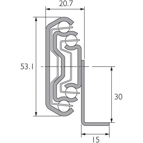 Prowadnica do szuflad z kątownikiem, do zastosowań przy znacznych obciążeniach, DZ5321-60